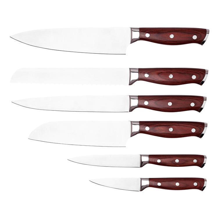 8 Inch High Carbon German Stainless Steel Pakka Wood Kitchen Knife Set - SF017-01