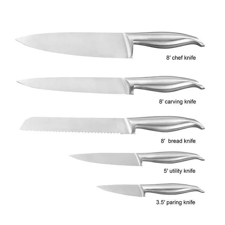 5Pcs 430 Hollow Sanding Polish Handle Stainless Steel 5cr15 Japanese Kitchen Knife Set
