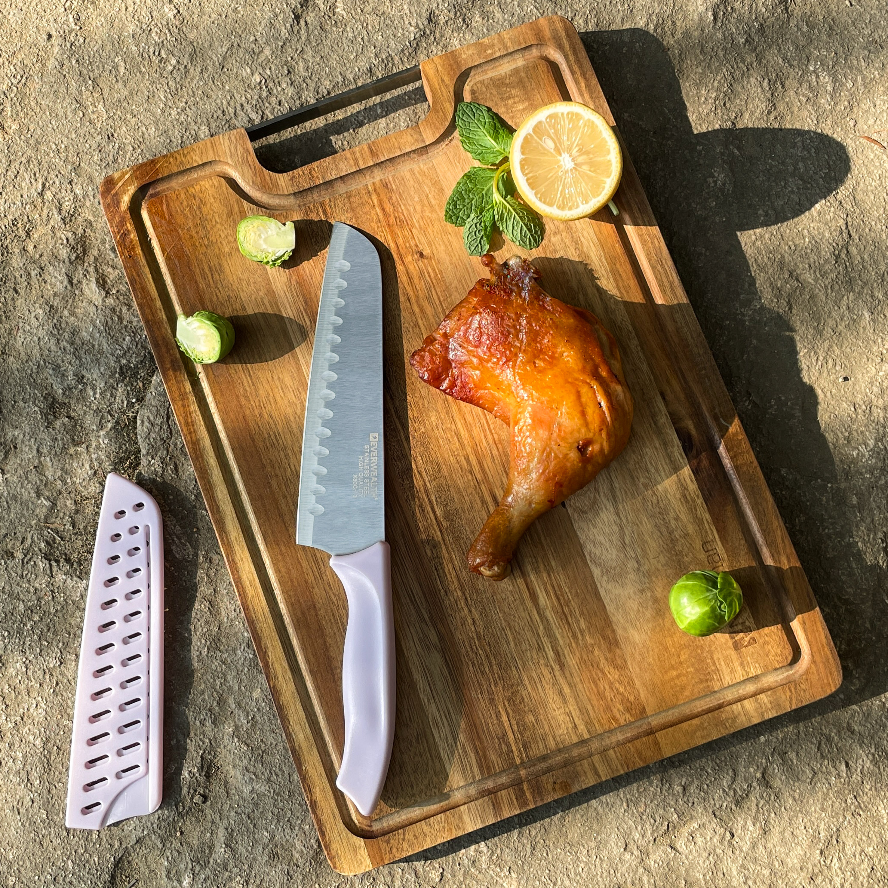 Entry-Level Stainless Steel Kitchen Knife Set Dishwasher-Safe With Plastic Sheath- P016