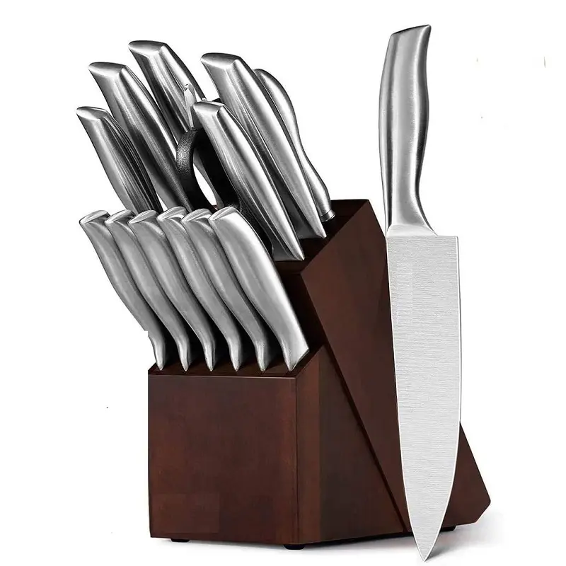 14 Pcs Stainless Steel Kitchen Knives With Block - P013